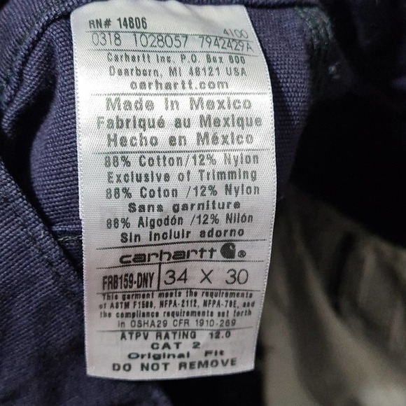 Carhartt‎ Blue Jeans Flame Resistant 34x30 NWT - Picture 10 of 10